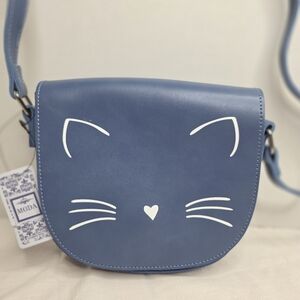 Moda Blue Cat Face Crossbody Bag NWT